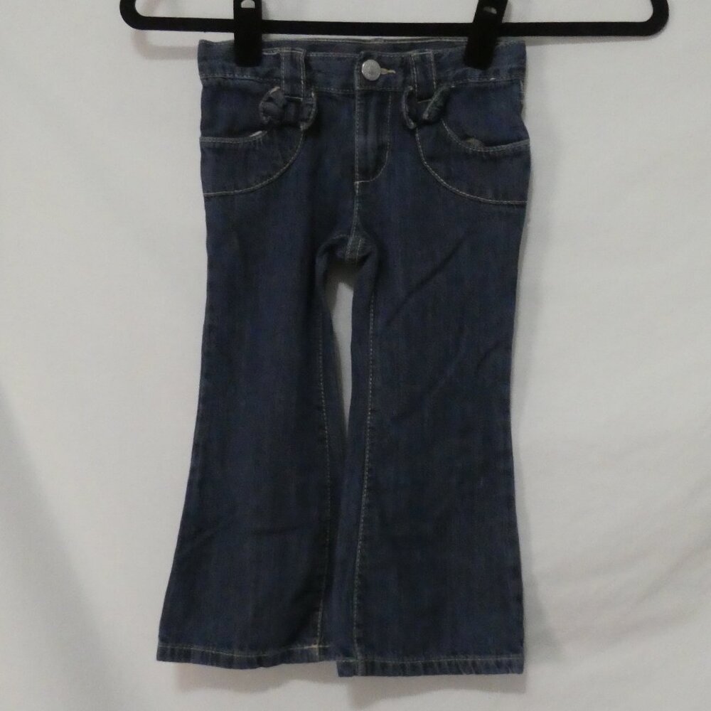 GYMBOREE Bootcut 3T Blue Cotton Denim Jeans With Bow Front Belt Loops